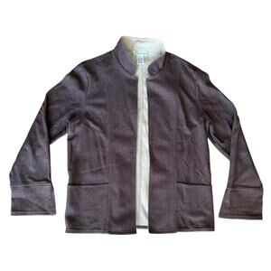 Dress Barn Vintage Brown Open Front Cardigan Blazer Size M Mature Office Casual